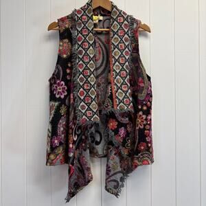 Anu by Natural Women's Wool Boho Embroidered Artsy Hippie Vest Size M Whimsical